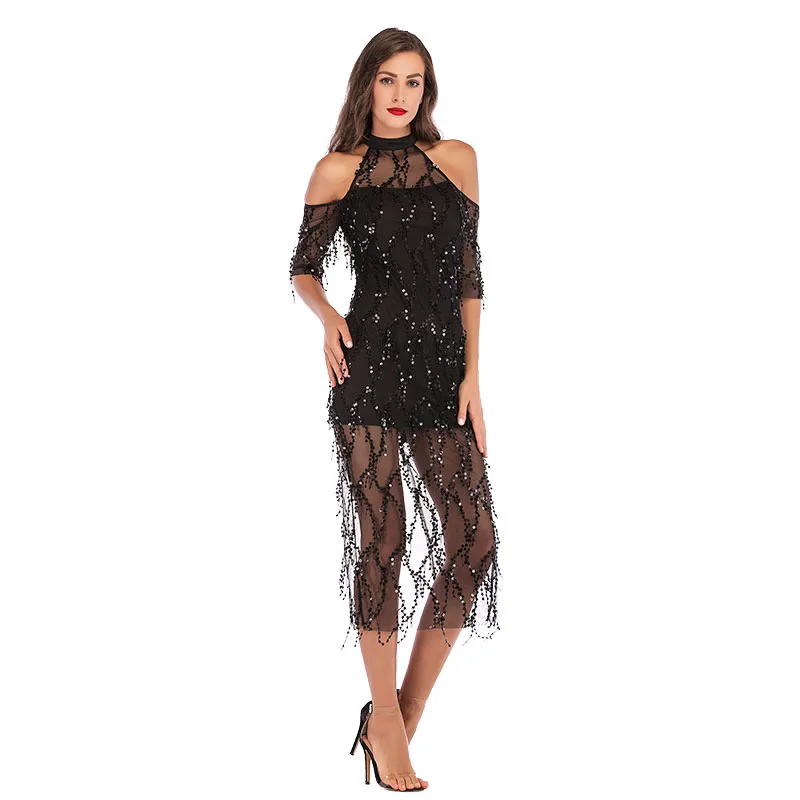 Women's Night Club Tassels Dresses Sequin Off Shoulder Evening Party Sexy Dress For Ladies, As shown
Women's Night Club Tassels Dresses Sequin Off Shoulder Evening Party Sexy Dress For Ladies, As shown