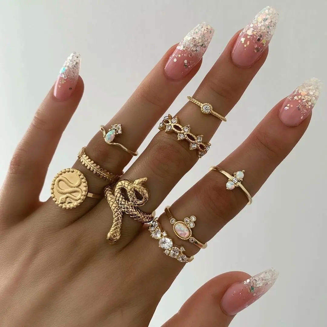 Bling 9 Pcs/Set Baroque Rhinestone SnakeLeaves Initial Wedding Knuckle Finger Rings Set
Bling 9 Pcs/Set Baroque Rhinestone SnakeLeaves Initial Wedding Knuckle Finger Rings Set