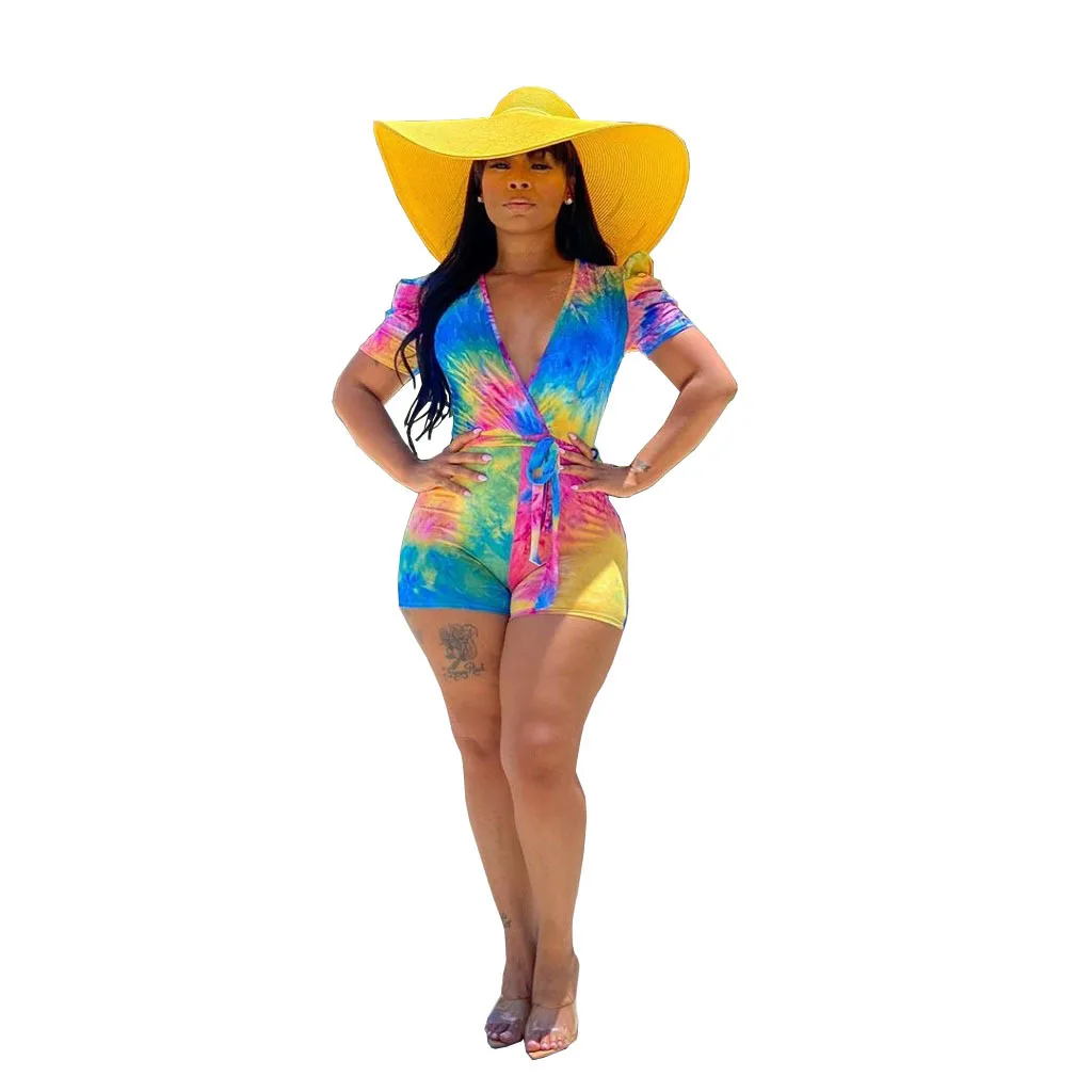 2021 Plus Size Women Clothing Casual Beach Wear Shortsleeve Deep V Tie Dye Sun Romper One Piece Jumpsuit, Multicolor
2021 Plus Size Women Clothing Casual Beach Wear Shortsleeve Deep V Tie Dye Sun Romper One Piece Jumpsuit, Multicolor