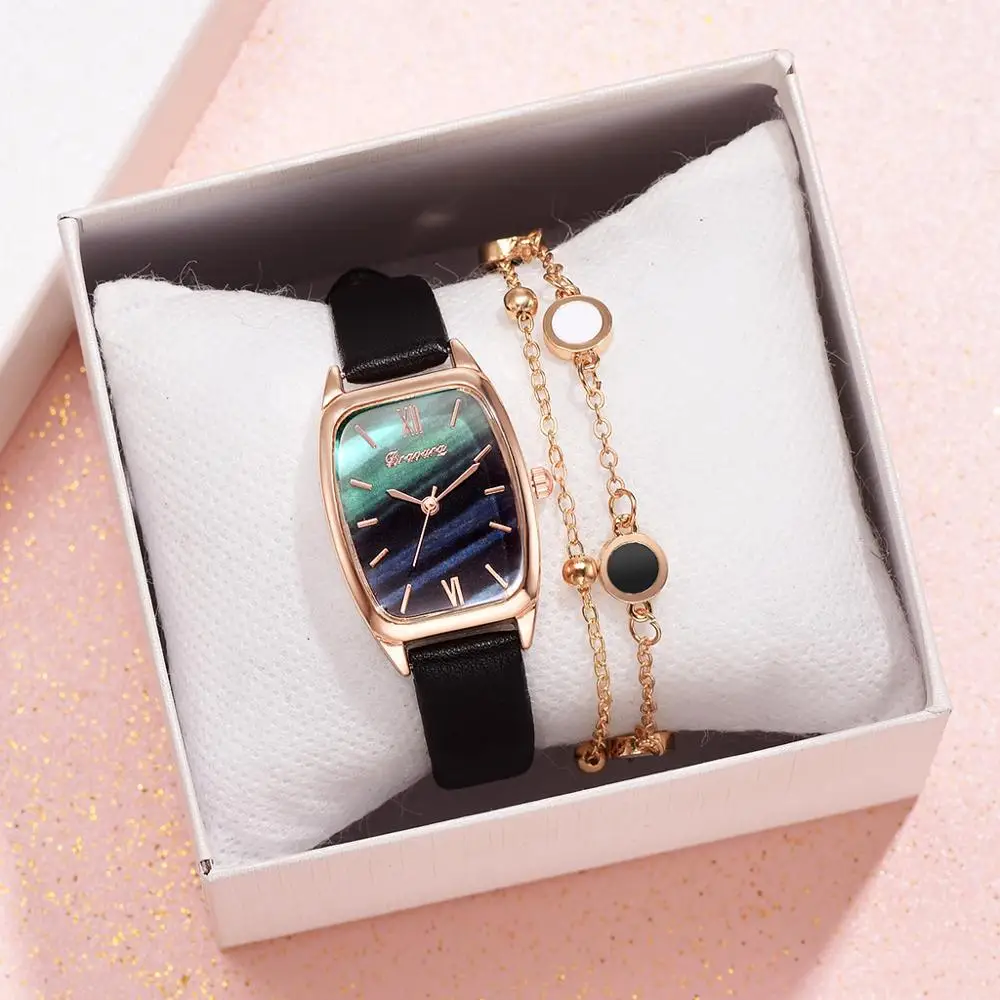 3PCS /Set with box Green Ladies Leather Watch Luxury Quartz Watch Marble Dial Casual Women Bracele girl gift set
3PCS /Set with box Green Ladies Leather Watch Luxury Quartz Watch Marble Dial Casual Women Bracele girl gift set
