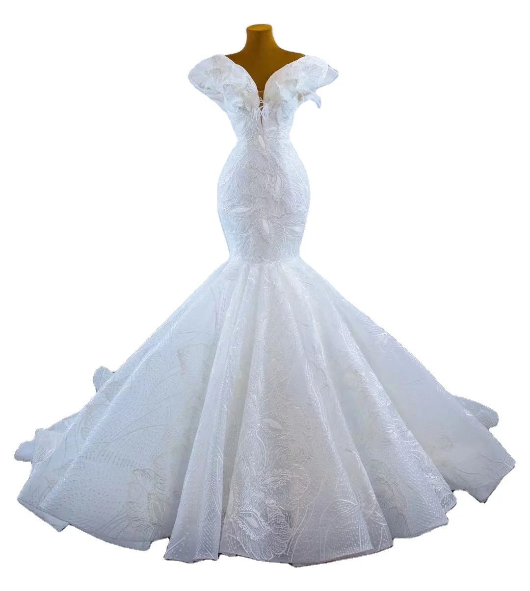 Wholesale off shoulder Ivory mermaid ball bridal dress luxury bead lace v-neck wedding dress for women ball gown, Custom made
Wholesale off shoulder Ivory mermaid ball bridal dress luxury bead lace v-neck wedding dress for women ball gown, Custom made