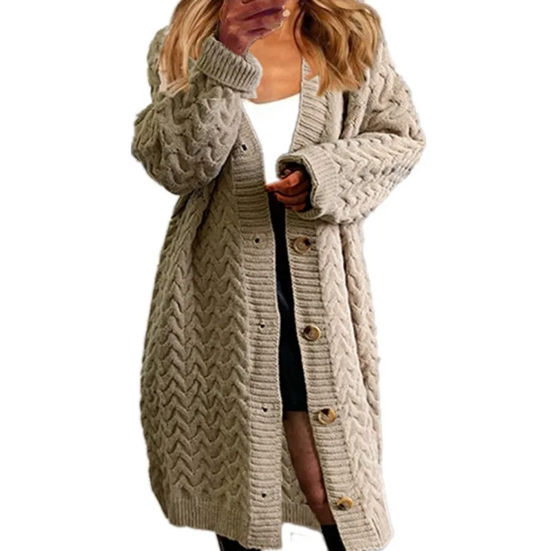 factory custom Winter long twist sweater coat women's solid color button plus size acrylic knit cardigan women
factory custom Winter long twist sweater coat women's solid color button plus size acrylic knit cardigan women