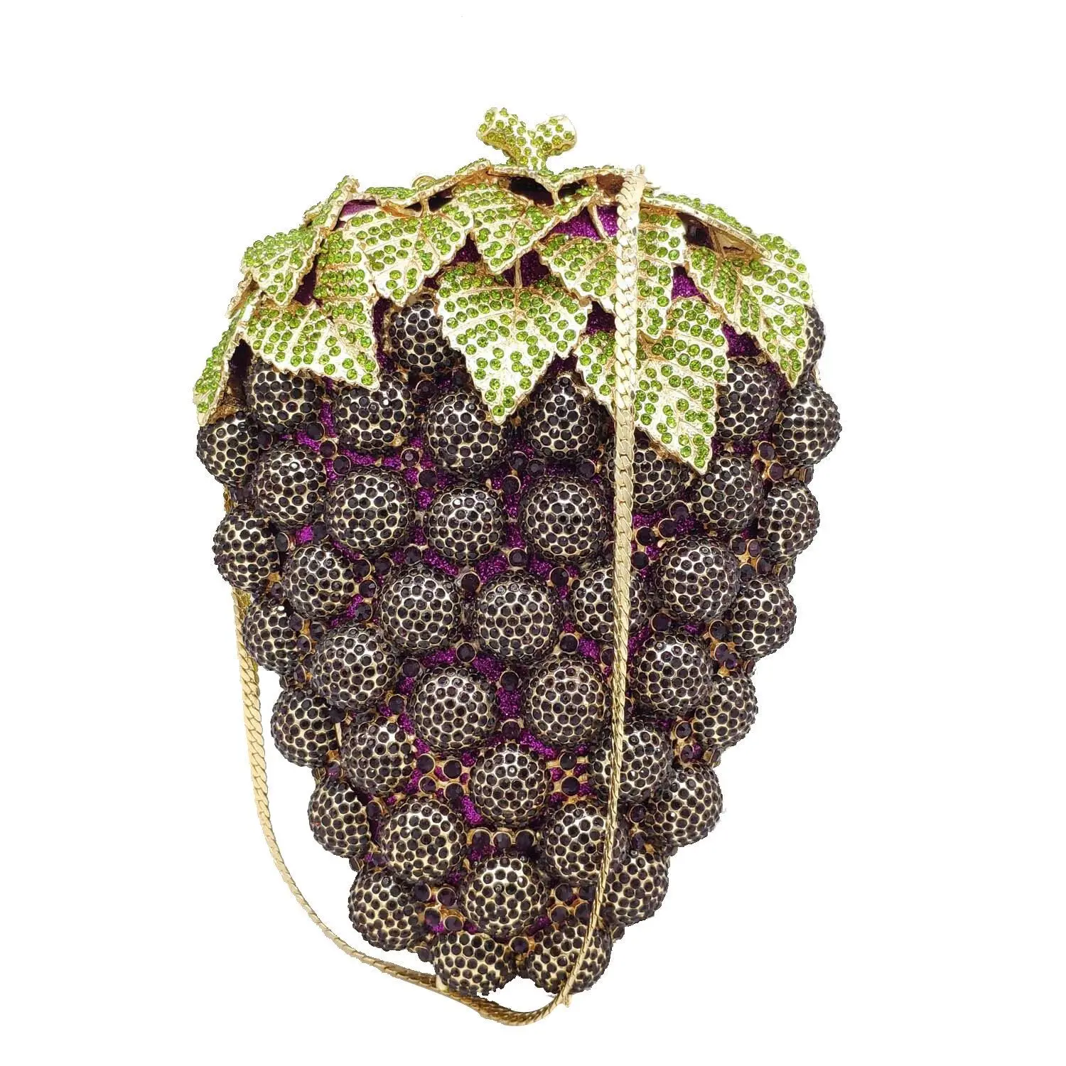 Luxury Designed Women Evening Bag Crystal Fruit Clutch Purse Grape Shape Diamond Clutch Bags, Purple /silver/gold
Luxury Designed Women Evening Bag Crystal Fruit Clutch Purse Grape Shape Diamond Clutch Bags, Purple /silver/gold
