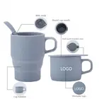 Amazon Hot Selling Customize Logo Reusable Glass Coffee Cups With Silicone Sleeve Borosilicate Glass Coffee Mugs
