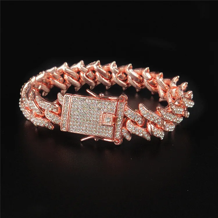 Men's hip hop thorns Cuban bracelet 20mm copper inlaid zircon punk rock hipster fashion jewelry factory direct sales, Silver,gold or custom
Men's hip hop thorns Cuban bracelet 20mm copper inlaid zircon punk rock hipster fashion jewelry factory direct sales, Silver,gold or custom