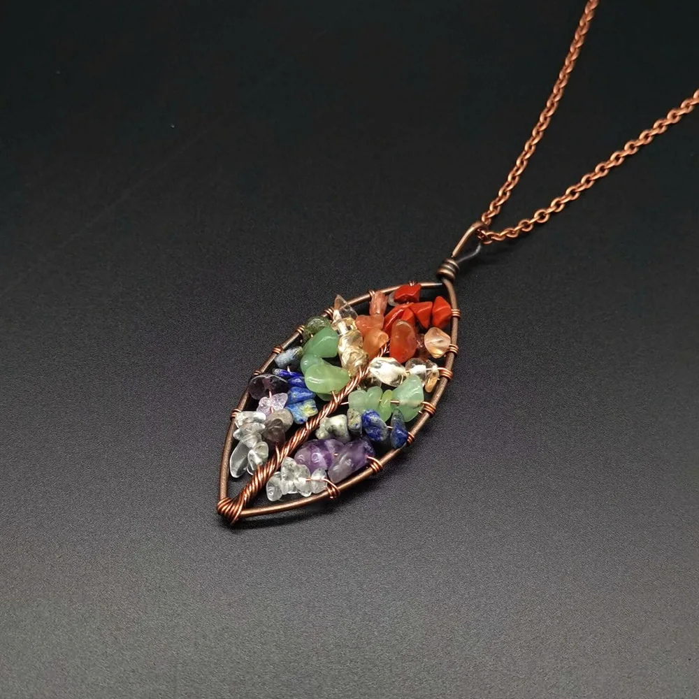 New hand-wound arc ancient red copper gravel crystal lucky leaf amethyst necklace natural stone, As pictures
New hand-wound arc ancient red copper gravel crystal lucky leaf amethyst necklace natural stone, As pictures