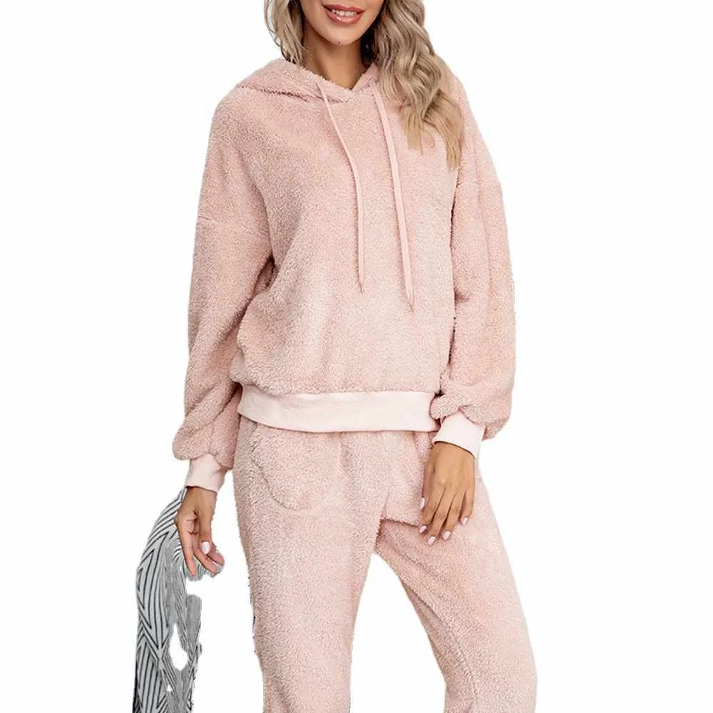 Autumn and winter European and American double-faced fleece hooded sweater home wear casual women's fashion suit women
Autumn and winter European and American double-faced fleece hooded sweater home wear casual women's fashion suit women