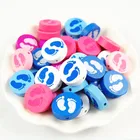 Bulk Cheap Mix Color Footprint Printed Flat Round Wood Beads For Bracelets Jewelry Accessories