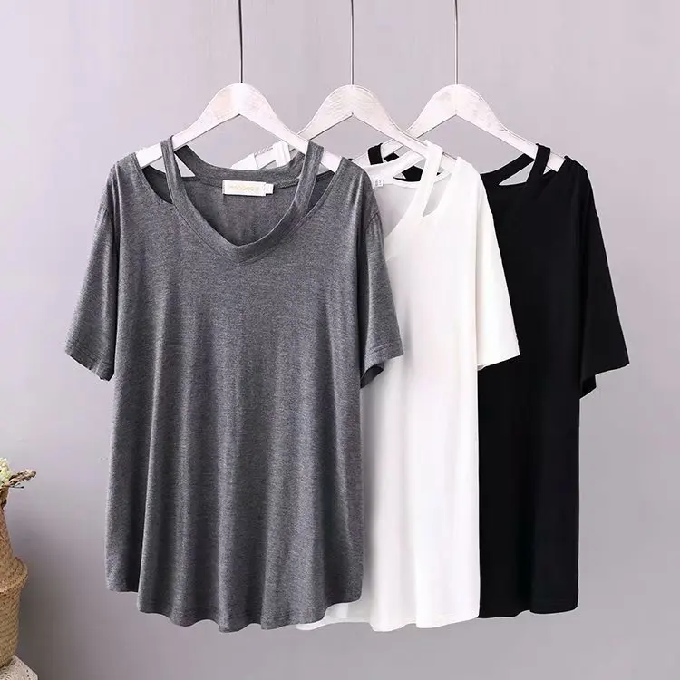 Large size women's all-match pure color sexy off-the-shoulder T-shirt summer comfortable all-match short sleeves, Picture
Large size women's all-match pure color sexy off-the-shoulder T-shirt summer comfortable all-match short sleeves, Picture