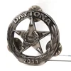 Custom logo antique silver 3D metal star shaped commemorative security military badge for patriotic