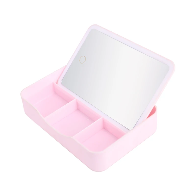 novel Makeup mirror customize large capacity cute pink Rounded square LED light makeup mirror with storage
novel Makeup mirror customize large capacity cute pink Rounded square LED light makeup mirror with storage
