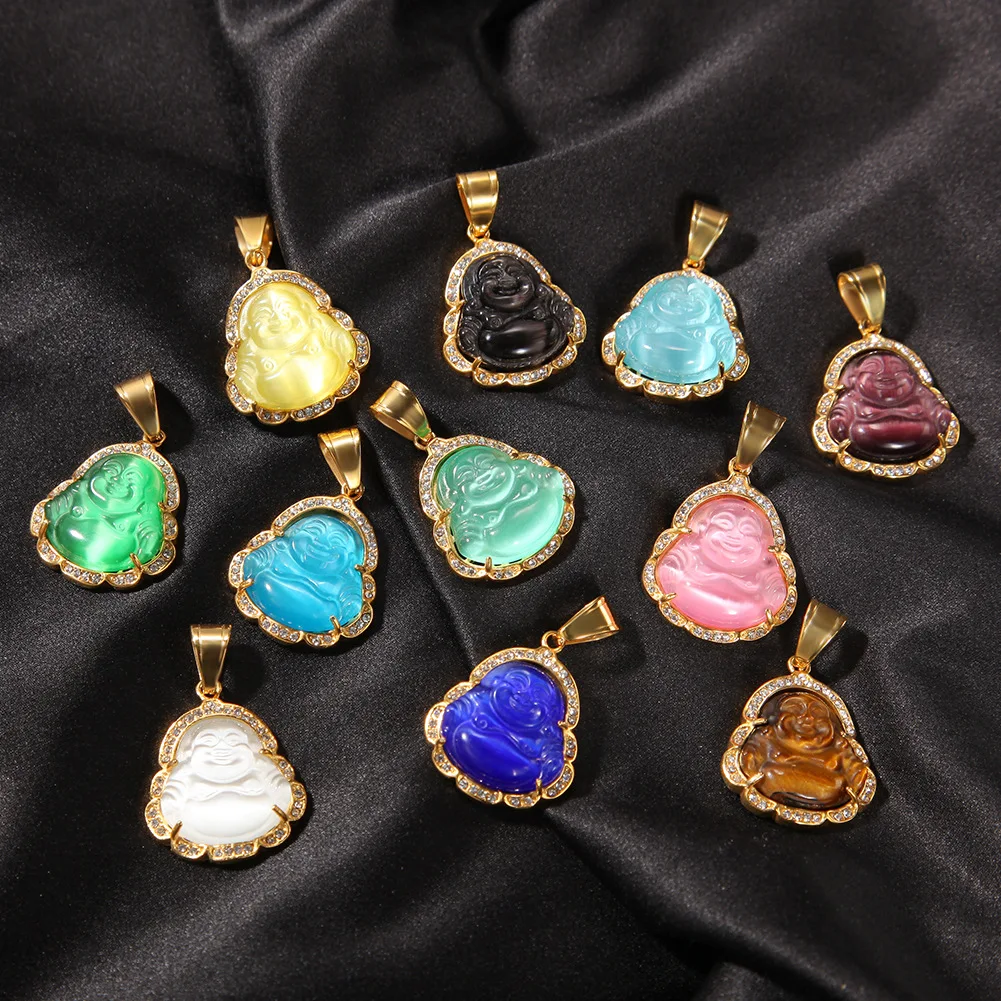 Hip Hop Natural Purple Black Pink Buddah Jade Necklaces 18K Stainless Steel Gold Chain Pendant Jewelry, Multi
Hip Hop Natural Purple Black Pink Buddah Jade Necklaces 18K Stainless Steel Gold Chain Pendant Jewelry, Multi
