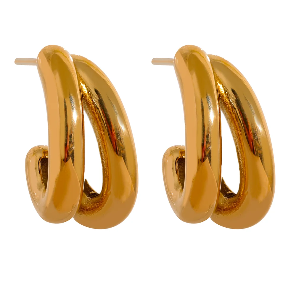 JINMYOU 1358 Waterproof Stainless Steel Geometric Huggie Earrings Personalized Metal Texture Charm Fashion Golden Jewelry Women
JINMYOU 1358 Waterproof Stainless Steel Geometric Huggie Earrings Personalized Metal Texture Charm Fashion Golden Jewelry Women