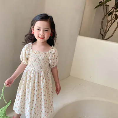 Kids Clothing New Girls Korean Style Cotton Floral Slim Short-sleeved Dress Kids Child Summer Dress
Kids Clothing New Girls Korean Style Cotton Floral Slim Short-sleeved Dress Kids Child Summer Dress