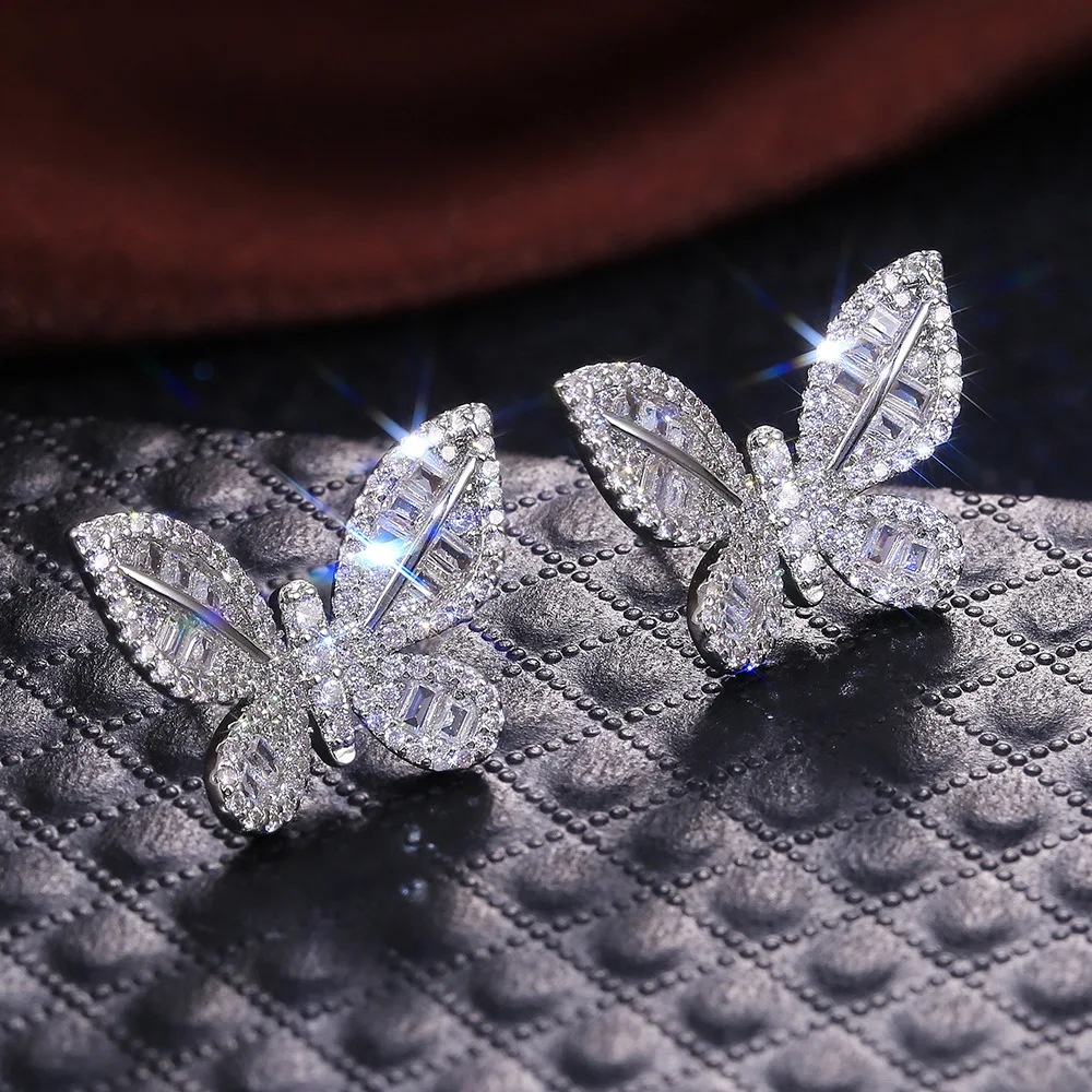 Delicate Luxury Shinny Rhinestone Crystal Butterfly Stud Earrings Elegant Zircon Butterfly Earrings Sweet Lover Gift
Delicate Luxury Shinny Rhinestone Crystal Butterfly Stud Earrings Elegant Zircon Butterfly Earrings Sweet Lover Gift