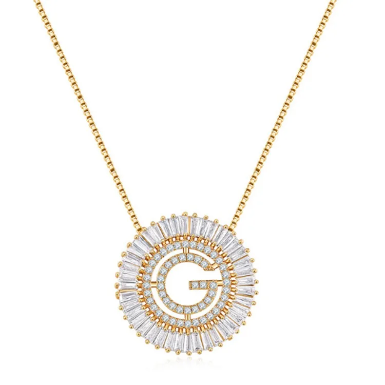 Wholesale gold plated cz initial letter necklace round pendant women necklace jewelry
Wholesale gold plated cz initial letter necklace round pendant women necklace jewelry