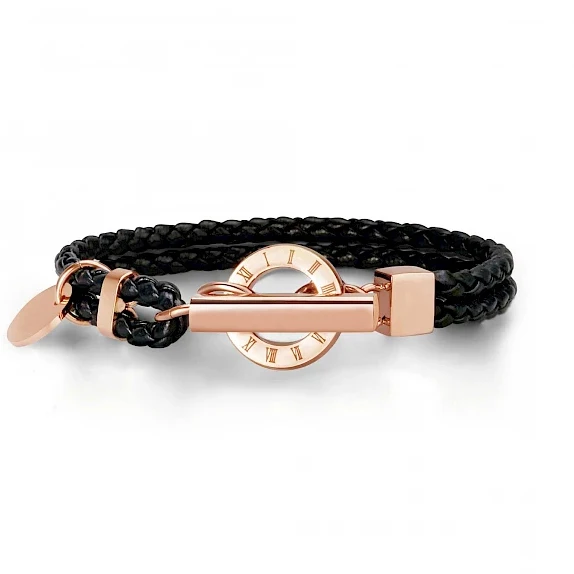 Handmade Woven Black Natural Leather Rose Gold Clasp Bracelet With Private Label Logo
Handmade Woven Black Natural Leather Rose Gold Clasp Bracelet With Private Label Logo