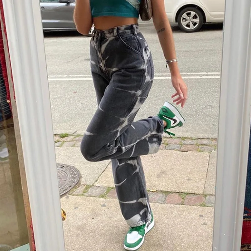 women's Fashion tie-dyed jeans with high waist to make them look slimmer, Picture
women's Fashion tie-dyed jeans with high waist to make them look slimmer, Picture