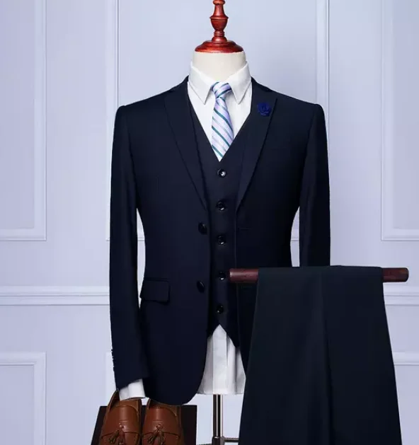 Mens 3 Piece Linen Suit Set Blazer Jacket Tux Vest Suit Pants