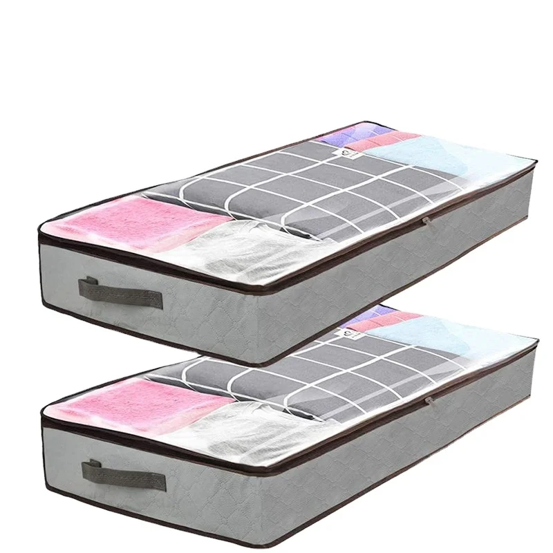 Breathable Clothes Blanket Storage Drawers Underbed Storage Bags with Clear Window, Grey
Breathable Clothes Blanket Storage Drawers Underbed Storage Bags with Clear Window, Grey