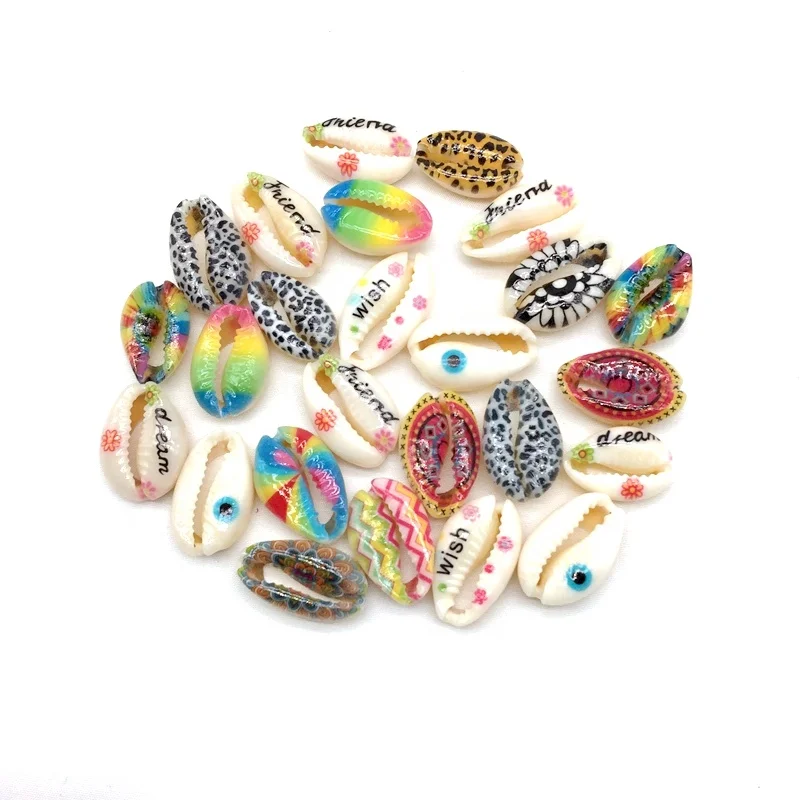 

New Model Printed Natural Spiral Shell Beads Beach Gift Seashell Charms For DIY Making Jewelry Accessory, Mixed colors