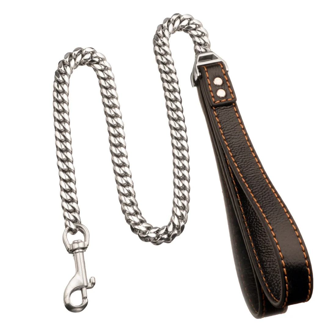 Hot Sale Stainless Steel Strong Dog Pet Chain Fully Welded Metal Dog Leash With Leather Handle
Hot Sale Stainless Steel Strong Dog Pet Chain Fully Welded Metal Dog Leash With Leather Handle
