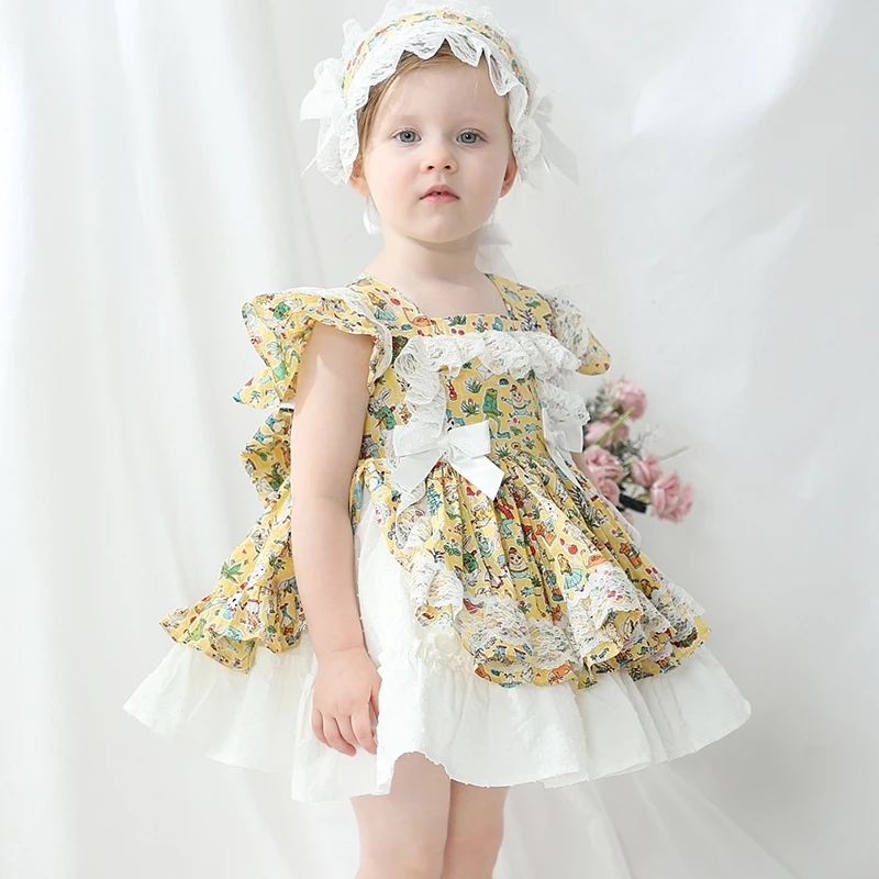 Summer Fashion Short Ruffles Sleeve Cartoon Print Baby Dress Girl's Spanish Dresses
Summer Fashion Short Ruffles Sleeve Cartoon Print Baby Dress Girl's Spanish Dresses