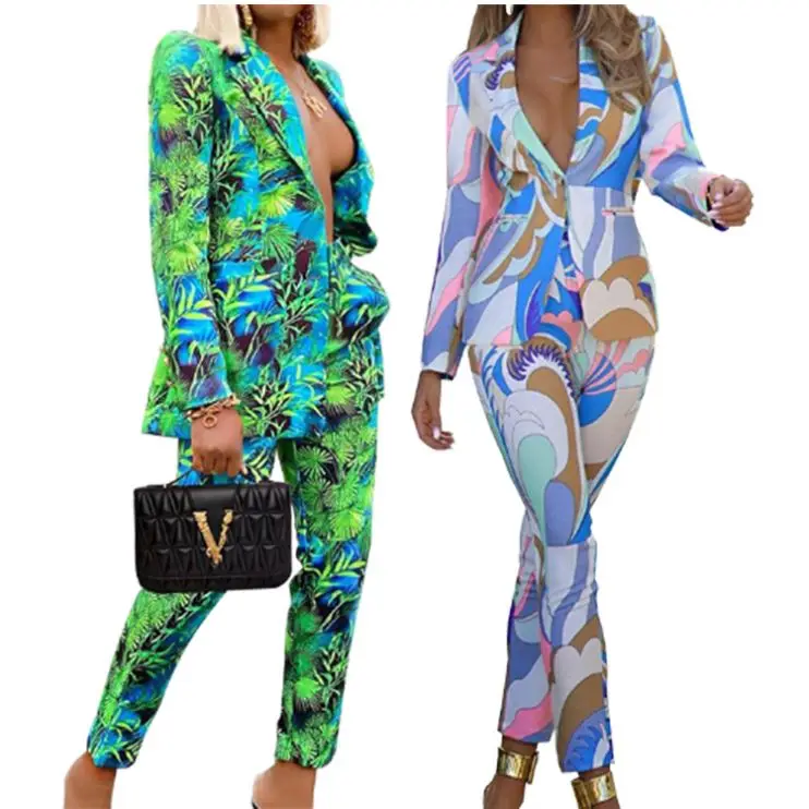 Womens Autumn Fashion suit 2021 Floral Printed Blazer and matching Long Pant Elegant Office Lady business Suit 2 Piece Set, Green,blue
Womens Autumn Fashion suit 2021 Floral Printed Blazer and matching Long Pant Elegant Office Lady business Suit 2 Piece Set, Green,blue
