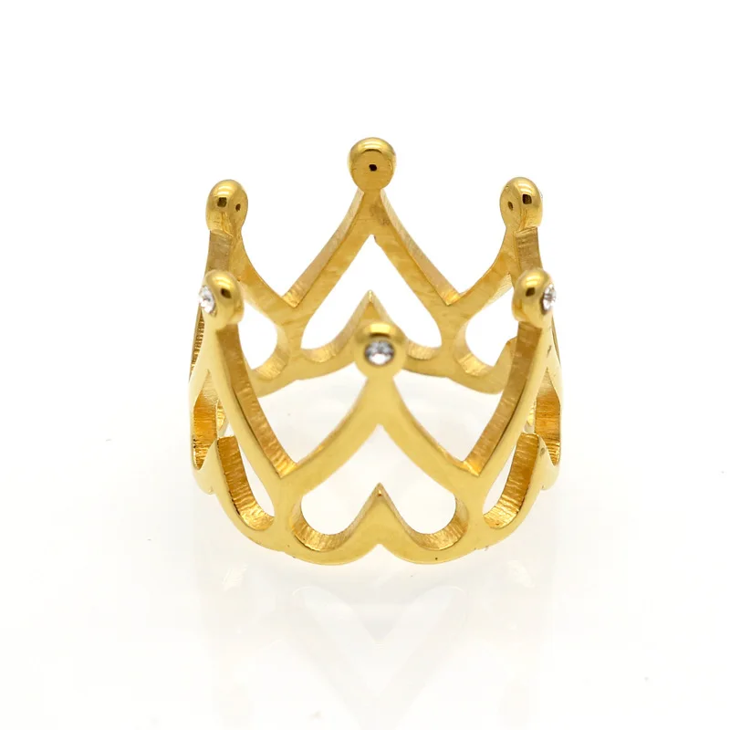 Fashion European 18K Gold Plated Stainless Steel Diamond Hollow Heart Crown Ring Stainless Steel CZ Zircon Crown Ring
Fashion European 18K Gold Plated Stainless Steel Diamond Hollow Heart Crown Ring Stainless Steel CZ Zircon Crown Ring