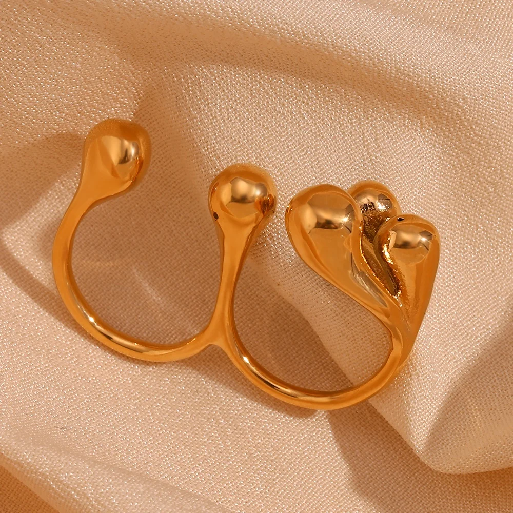 Minimalist Gold Plated Bead Double Finger Rings Women Jewelry Waterproof Stainless Steel Jewelry
Minimalist Gold Plated Bead Double Finger Rings Women Jewelry Waterproof Stainless Steel Jewelry