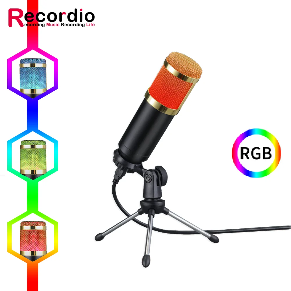 

GAM-700 Professional Studio Broadcasting Recording Condenser Microphone with Shock Mount and Mounting Clamp Kit BM700, Black pink blue white