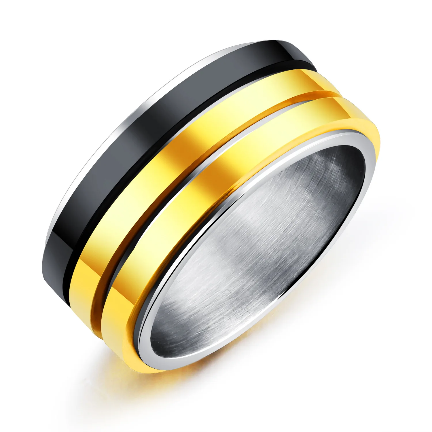 Hot Sale Stainless Titanium Steel Jewelry Black Gold Three Lines Men's Rotatable Ring
Hot Sale Stainless Titanium Steel Jewelry Black Gold Three Lines Men's Rotatable Ring