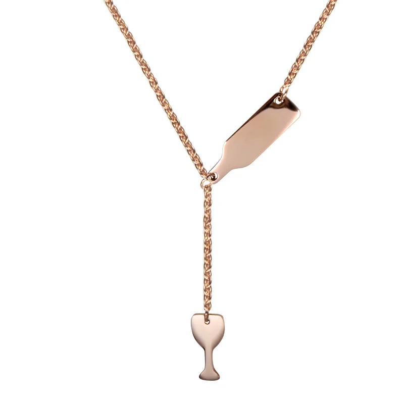 Creative Accessories Stainless Steel Wine Glass Bottle Necklace Ladies Silver Pendant Jewelry Necklace for Ladies
Creative Accessories Stainless Steel Wine Glass Bottle Necklace Ladies Silver Pendant Jewelry Necklace for Ladies