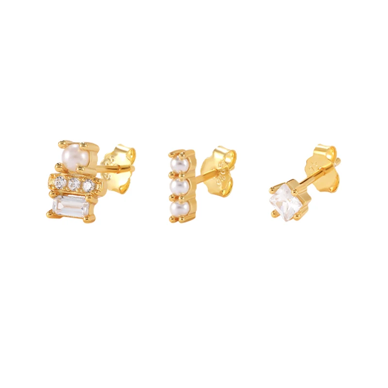 European And American Fine Jewelry Gold Plated 925 Sterling Silver Pearl Earrings Set
European And American Fine Jewelry Gold Plated 925 Sterling Silver Pearl Earrings Set