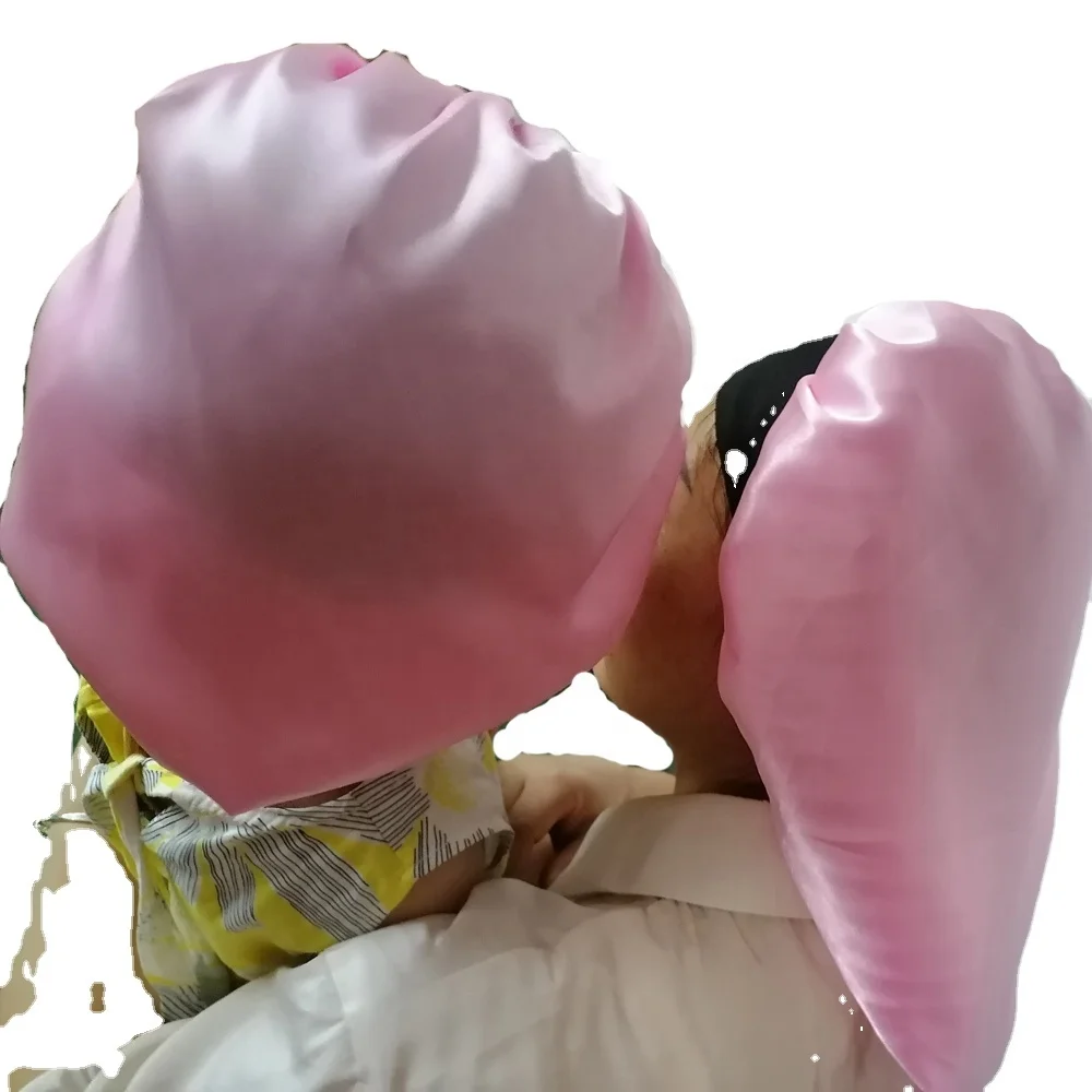 

Mommy Baby Custom Designer Satin Braids Hair Locs Bonnet Single Layers Headwrap Sleep Caps, Customized
