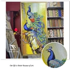 Blue peacock picture mosaic tiles pattern crystal glass mosaic tile material art wall mural