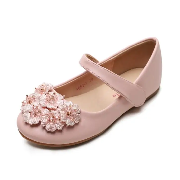 High Quality Pu Leather Low Heel Non-slip Flower Decorate Solid Color Girl Princess Shoes 
High Quality Pu Leather Low Heel Non-slip Flower Decorate Solid Color Girl Princess Shoes