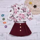 0-6 Years Baby Girls Spring Long Sleeve T-shirt+Skirt Set Kids Boutique Clothes