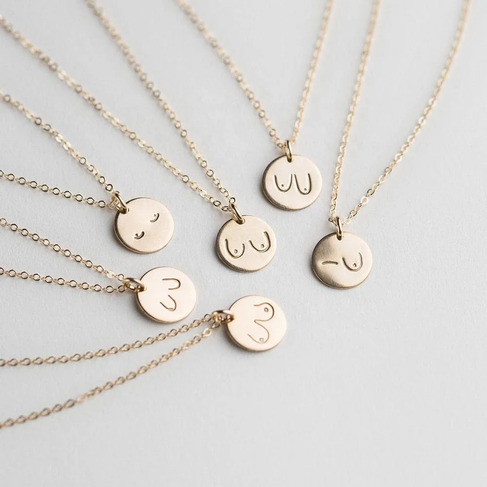 New Trendy Stainless Steel Jewelry Dainty Simple Disk Necklace Gold Boobs Engrave Breast Necklace For Women Gifts
New Trendy Stainless Steel Jewelry Dainty Simple Disk Necklace Gold Boobs Engrave Breast Necklace For Women Gifts