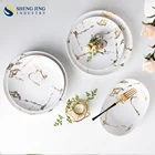 Set Marble Sets The Brand New Luxury Gold Marble Dinnerware Fine Porcelain Hotel Dinner Set