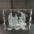 Crystal Family New Arrival 3D Laser Serrated Crystal Jesus And Family Photo Inside