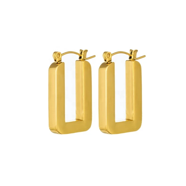 Korean Modern Retro Solid Thick Heavy Block U-Shape Earring 18K Gold Plated Stainless Steel Geometric U Shaped Earrings, As picture
Korean Modern Retro Solid Thick Heavy Block U-Shape Earring 18K Gold Plated Stainless Steel Geometric U Shaped Earrings, As picture