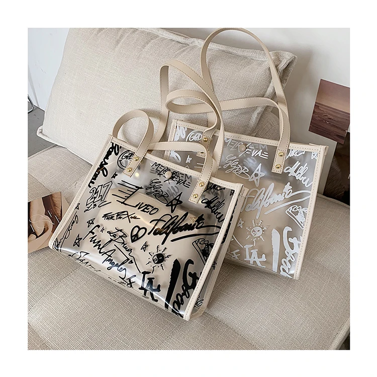 Translucent Frosted Textured Shoulder Tote Large Capacity Graffiti Handbags For Women Fashion Clear Jelly Bags Printed Hand Bags
Translucent Frosted Textured Shoulder Tote Large Capacity Graffiti Handbags For Women Fashion Clear Jelly Bags Printed Hand Bags