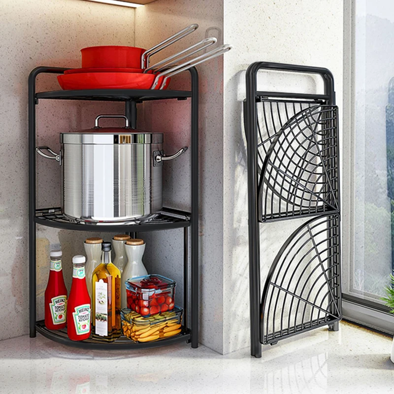 Metal Kitchen Corner Rack Carbon Steel Storage Shelf Foldable Stand Wire Holder Organizer Living Room Bedroom Bathroom Floor, Black
Metal Kitchen Corner Rack Carbon Steel Storage Shelf Foldable Stand Wire Holder Organizer Living Room Bedroom Bathroom Floor, Black
