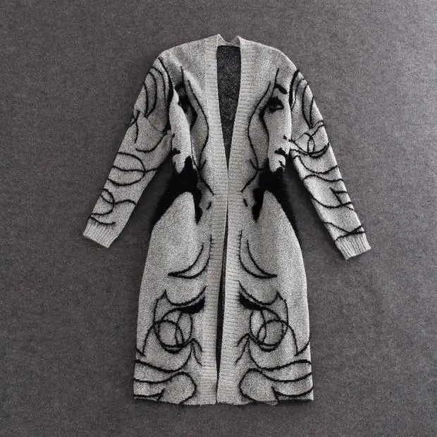 Women Spring Summer Casual Loose Long Sweater Knitted Coat Fashion Cardigan With Abstract Pattern, Light gray
Women Spring Summer Casual Loose Long Sweater Knitted Coat Fashion Cardigan With Abstract Pattern, Light gray