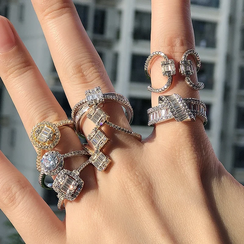 High Quality Wholesale 925 Geometric Female Finger Ring 18k Diamond Sterling Silver Ring Jewelry 2021
High Quality Wholesale 925 Geometric Female Finger Ring 18k Diamond Sterling Silver Ring Jewelry 2021