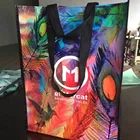 Customized eco friendly fashion pp woven matte laminated supermarket shopping storage grocery tote bags with nylon handle