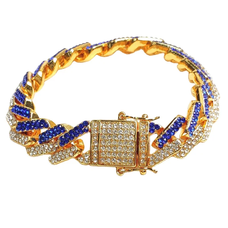 

Amazon cross border fashionable alloy material quadrilateral bracelet hip hop cuban link bracelet men bracelet, Picture