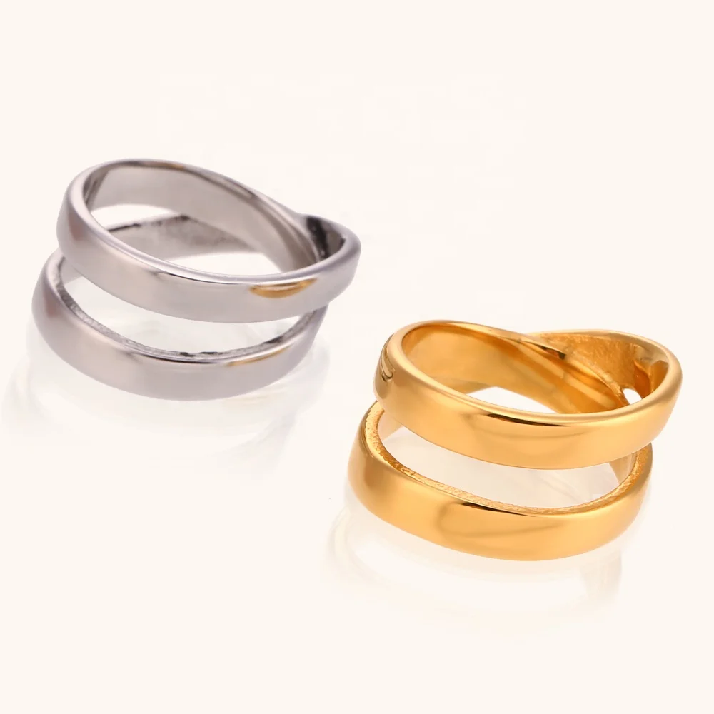 Dingran MInimalist Jewelry Double Layer Cross Rings PVD Gold Plated Stainless Steel Fashion Ring Accessories
Dingran MInimalist Jewelry Double Layer Cross Rings PVD Gold Plated Stainless Steel Fashion Ring Accessories