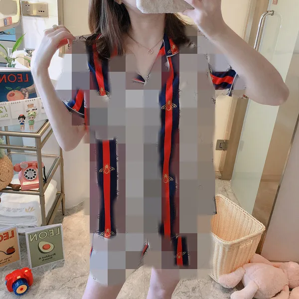 Summer Women Pajamas Slim Short Sleeve Full Letter Pattern Print Outfit Sleepwear Tracksuit, Shown 
Summer Women Pajamas Slim Short Sleeve Full Letter Pattern Print Outfit Sleepwear Tracksuit, Shown